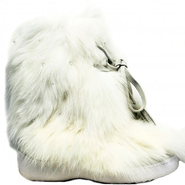 Luxusní dámská obuv Diavolezza 684 Velour White/White Fox Strass