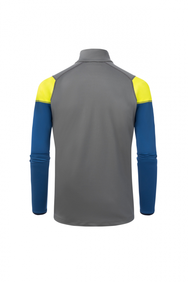 Pánske termo tričko s dlhým rukávom, sivé termoprádlo KJUS Men Race Halfzip Steel Grey-Southern Blue