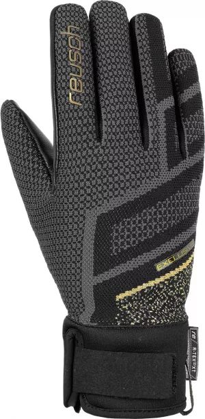 Dámske lyžiarske rukavice Reusch RE:KNIT Victoria R-tex XT black/gold