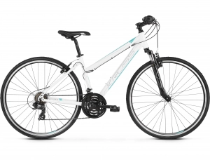Dámsky crossový bicykel Kross Evado 1.0 28” lesklý bielo-tyrkysový