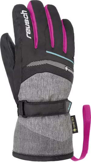 Lyžiarske rukavice Reusch Bolt GTX junior black/black melange/pink glo