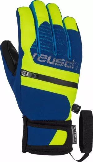 Juniorské lyžařské rukavice Reusch Theo R-Tex XT Jr.imp.blue-safety yellow