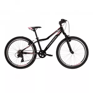 Detský dievčenský bicykel Kross Lea JR 1.0 24” lesklý čierno-šedo-ružový