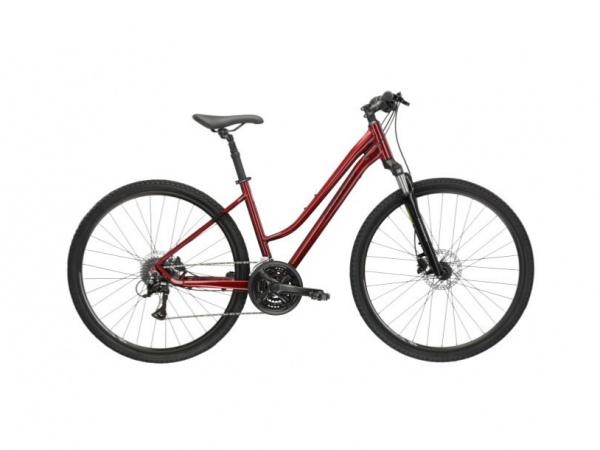 Dámsky trekový bicykel Kross Evado 4.0 28” rubínovo-čierný