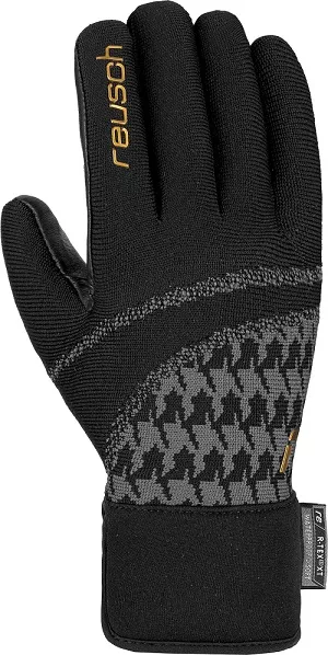 Dámske lyžiarske rukavice Reusch RE:KNIT Victoria R-tex XT black/gold 21