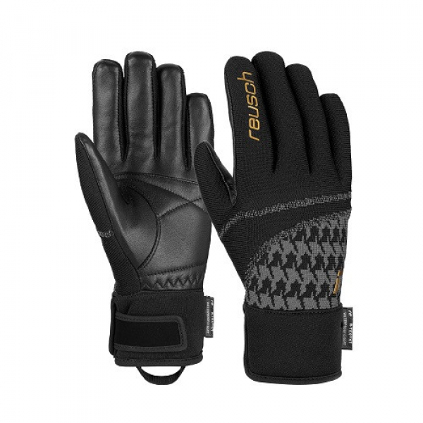 Dámské lyžařské rukavice Reusch RE:KNIT Victoria R-tex XT black/gold 21