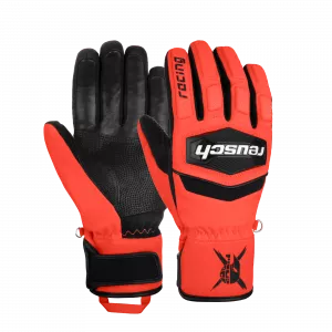 Juniorské Lyžařské rukavice Reusch Worldcup Warrior R-TEX XT Jr. black/fluo red