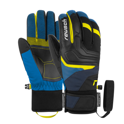 Pánske Lyžiarske rukavice Reusch Strike R-TEX XT black/dress blue/yellow