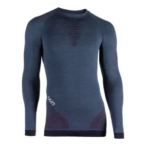 Pánské termo triko s dlouhým rukávem, merino termoprádlo UYN FUSYON Orion Blue/Bordeaux/Pearl Grey
