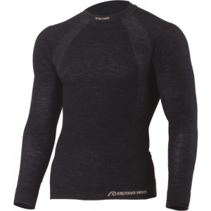 Pánske termo tričko s dlhým rukávom, čierne termoprádlo LASTING WAPOL merino Black 9090