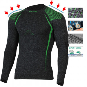 Pánské termo tričko s dlouhým rukávem, šedo-zelené termoprádlo LASTING TOLO Silver/Green 8960