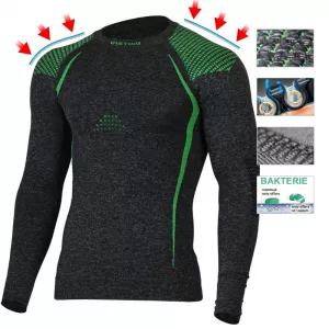 Pánske termo tričko s dlhým rukávom, sivo-zelené termoprádlo LASTING TOLO Silver/Green 8960