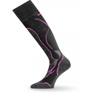 Lyžařské dámské merino termoponožky Lasting STW Black/pink 984