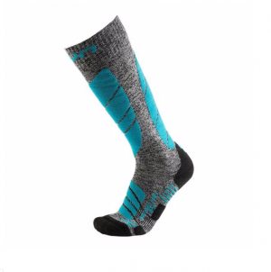 Dámské lyžařské merino ponožky Ski Pro Race Socks Grey Melange/Turquoise