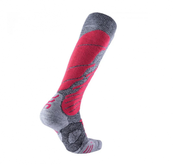 Dámské lyžařské merino ponožky Ski Pro Race Socks Grey Melange/Pink paradise