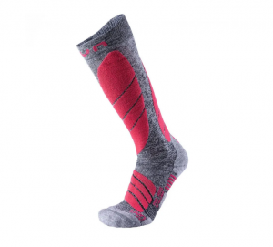 Dámské lyžařské merino ponožky Ski Pro Race Socks Grey Melange/Pink paradise