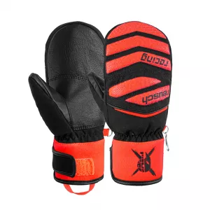 Juniroské Lyžařské rukavice Reusch Worldcup Warrior Prime R-Tex XT Jr. Mitten black/fluo red