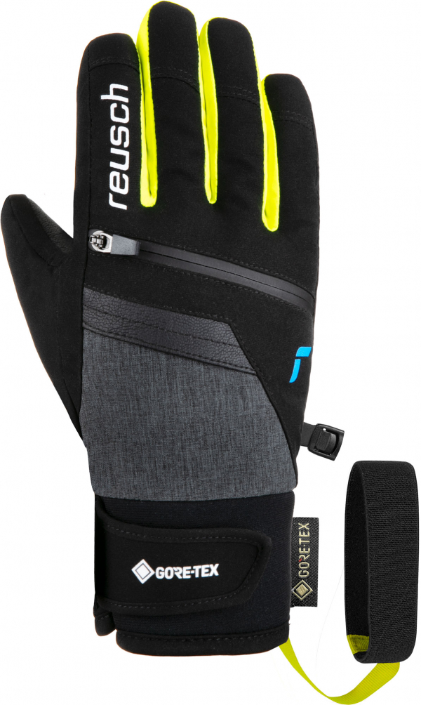 Juniorské lyžařské rukavice Reusch Travis GORE-TEX Junior black/black melange /yellow