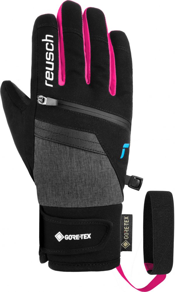 Juniorské lyžařské rukavice Reusch Travis GORE-TEX Junior black/black melange/pink
