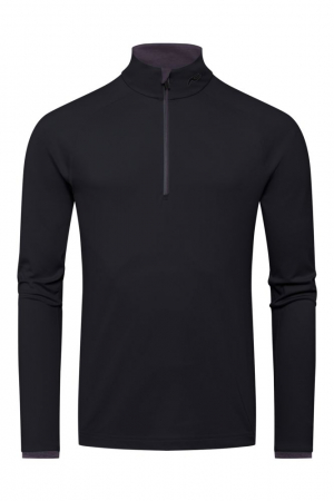 Termo tričko pánske - lyžiarske funkčné oblečenie, termoprádlo KJUS Men Feel Midlayer Half-Zip Black-Dark Dusk