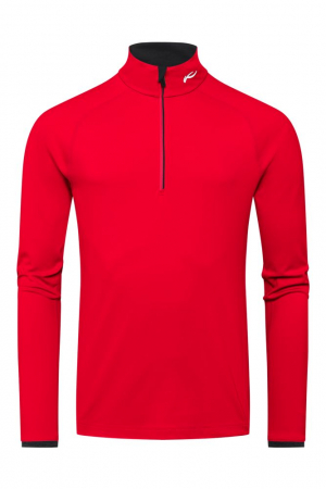 Termo tričko pánske - lyžiarske funkčné oblečenie, termoprádlo KJUS Men Feel Midlayer Half-Zip Carmine