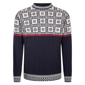 Pánský vlněný Merino svetr Dale of Norway Tyssoy Masc Sweater - Navy Offwhite Red
