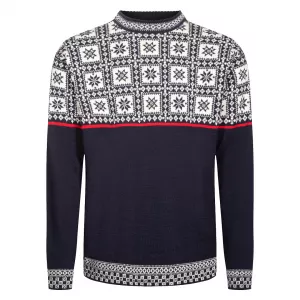 Pánsky vlnený Merino sveter Dale of Norway Tyssoy Masc Sweater - Navy Offwhite Red