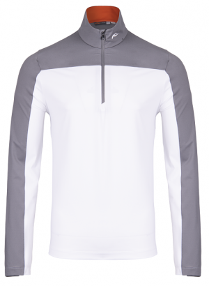 Termo tričko pánske - lyžiarske funkčné oblečenie, termoprádlo KJUS Men Curve 2.0 Half-Zip White/Pewter