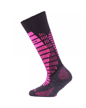 Lyžiarske detské merino termoponožky Lasting SJR 904 black/pink