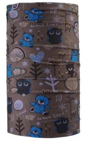 Multifunkční šátek 4FUN Scarf 8in1 KID - Garden Brown