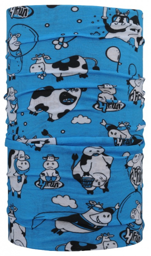 Multifunkční šátek 4FUN Scarf 8in1 KID - Funny Cow Blue