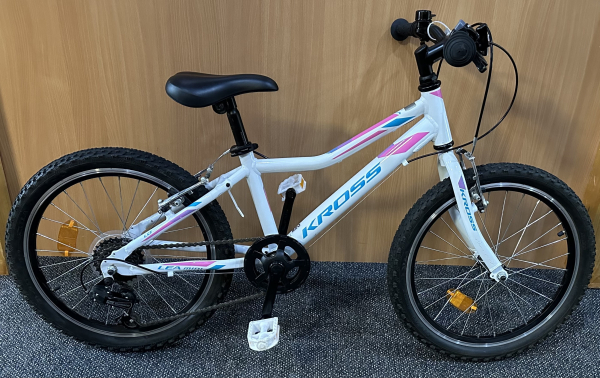 Detský dievčenský bicykel BAZÁR Kross Lea Mini 1.0 20” biela/modrá/ružová