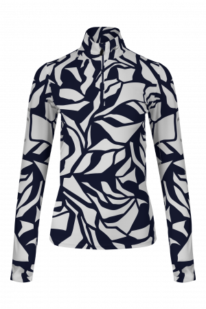 Dámske termo tričko, termo oblečenie Kjus Women Motion Print Half-Zip Navy/White