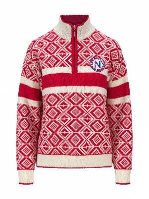 Dámsky vlnený Merino sveter Dale of Norway Cortina 2026 Feminine Sweather Raspberry Offwhite