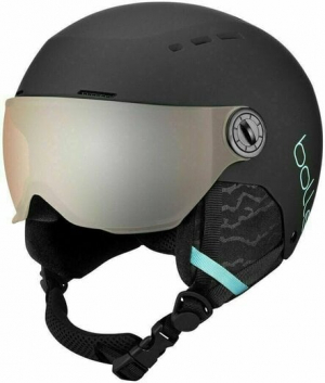 Lyžiarska prilba so štítom Bollé Quiz Visor Black Blue Matte Junior/ Lens orange gun CAT.2